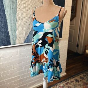 Hurley Surf Shop Tropical Print Shift Dress with Ruffle Hem